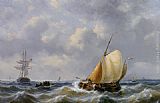 George Willem Opdenhoff Shipping in Choppy Seas painting